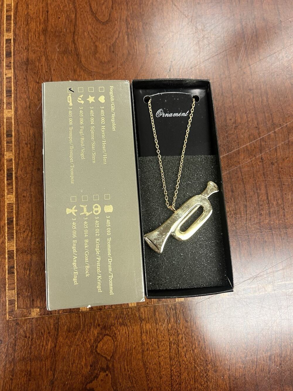 GEORG JENSEN Christmas Ornament Trumpet 24 carat gold plated In Box